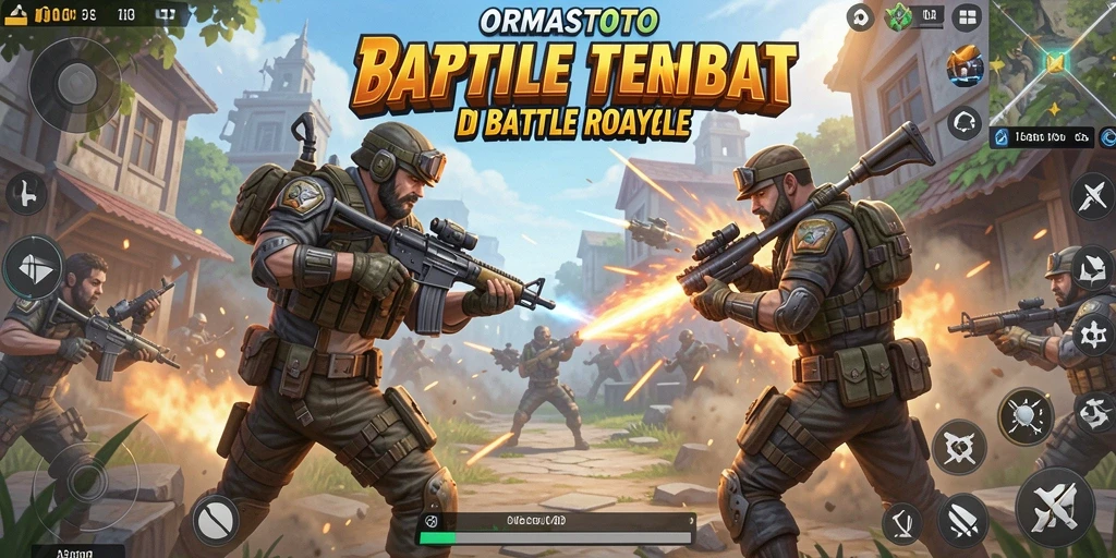 Tampilan seru dari gameplay ORMASTOTO dalam pertempuran Battle Royale.