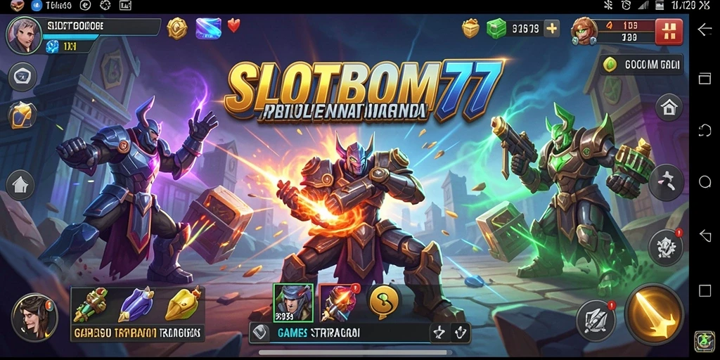 Tangkapan layar utama SLOTBOM77 menunjukkan aksi strategi yang intens.